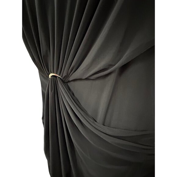 💰BOGO💰 New WHBM Black Long Cap Sleeve Dress with Gathered Side sz M - Picture 2 of 7